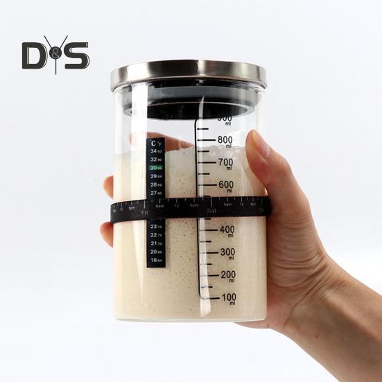 Surdegsburk med startpaket, stor kapacitet, bred öppning, BPA-fri, livsmedelsgodkänd, lätt att rengöra, multifunktionell glasburk, surdegsbehållare