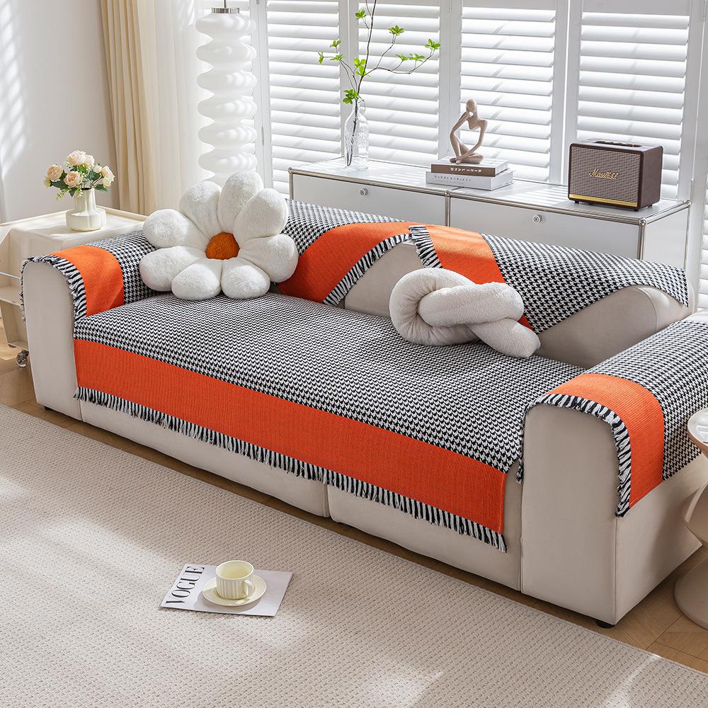 

Подушка для дивана из хлопкового льна Four Seasons Universal Weaving Plaid Non Slip Sofa Cover Подушка для утолщенной мебели для гостиной Dust 90x90