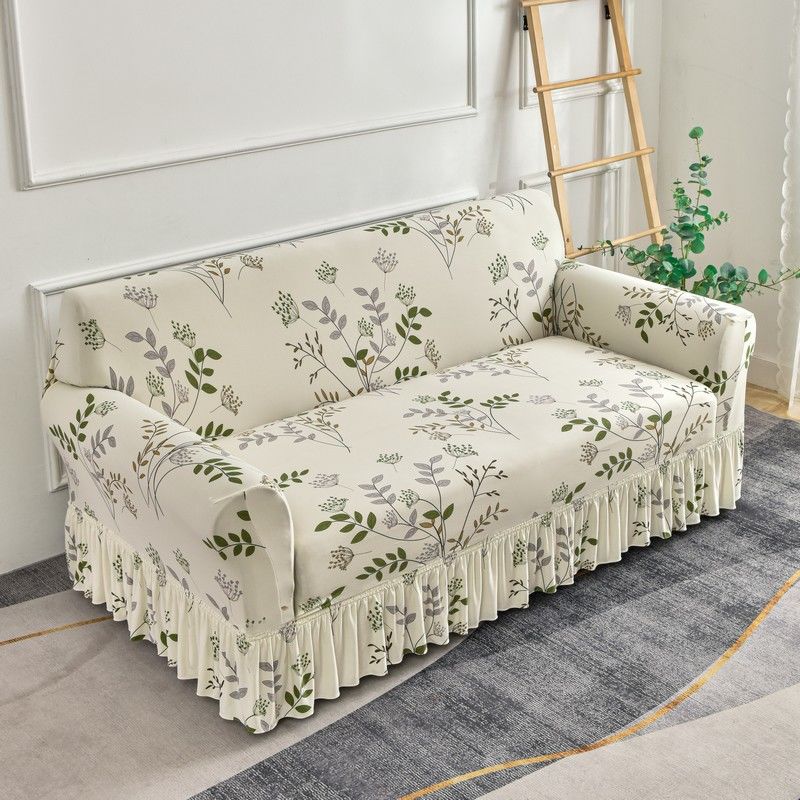 Classic Elastic Printed Sofa Slipcover with Skirt - Universal Furniture Protector for Armchair, Loveseat, 3-Seater, 4-Seater, and Sectional Sofas