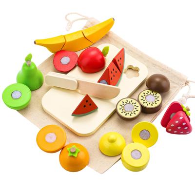 UMU Obstschneidespielzeug Holz Montessori Pädagogisches Holzspielzeug Obst Süßigkeiten Aufbewahrungsbeutel Miniatur-Lebensmittel Geburtstagsgeschenk für Jungen und Mädchen ab 6 Jahren