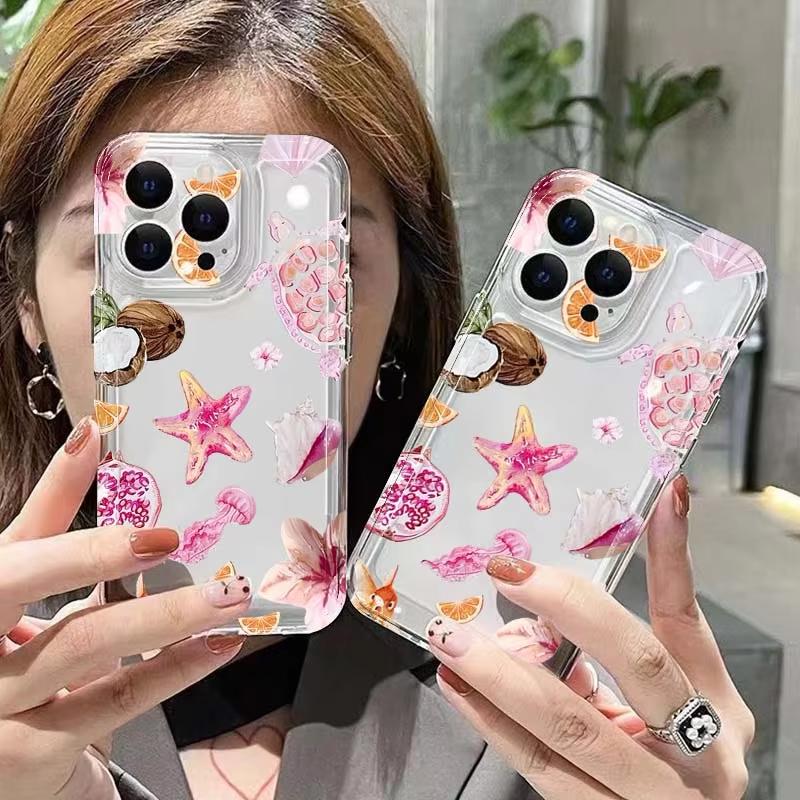 Floral Starfish Turtle Painte Clear Phone Case For Xiaomi Mi 15 T Pro 14T 13T Mi 17 Pro 15 14 13 12 11 Lite 5G Silicone Cover