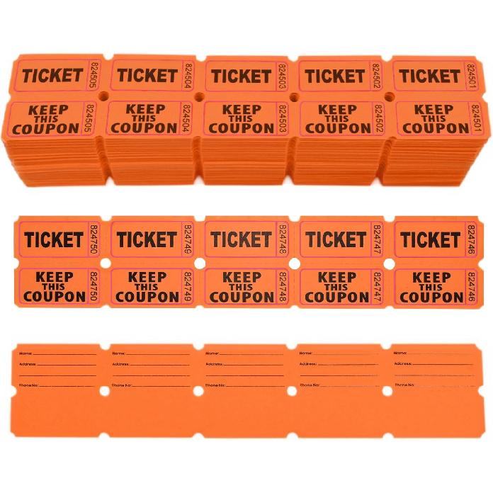 2000 Pcs 1000 Pairs Raffle Tickets, 50/50 Double Raffle Tickets, 250 Double Tickets Per Stack, for Events, Entry, Carnivals, and Door Prizes