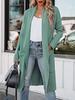 2025 Women's Autumn Casual Loose Solid Color Long Cardigan Pocket Woolen Coat