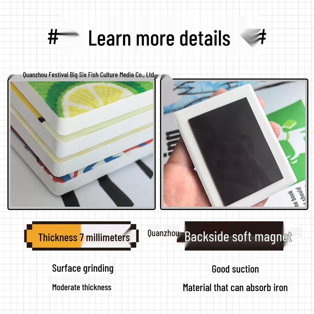 Custom Ceramic Magnetic Refrigerator Sticker - Soft Rectangular Design for Home Decoration, Graduation, and Advertising Gifts