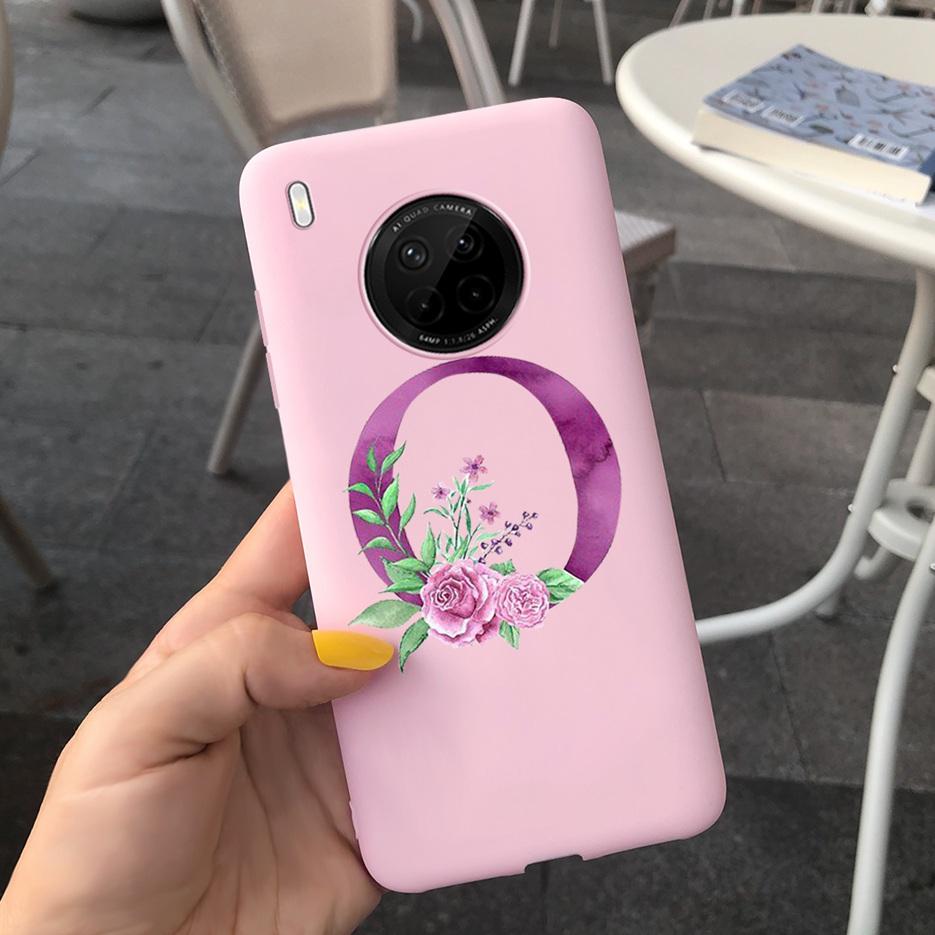 For Huawei Y9a 2020 Case 6.63'' Cute 26 Letters Cover Case For Huawei Y9a Y 9a Soft TPU Fundas HuaweiY9a Shockproof Phone Bumper