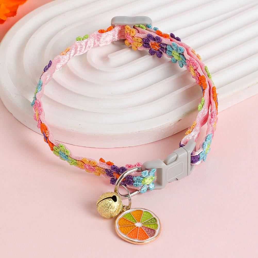 Adjustable Rainbow Lace Flower Cat Collar With Pendant Lace Pet Collar Suitable For Small Cats and Dogs Cat Collar With Bell