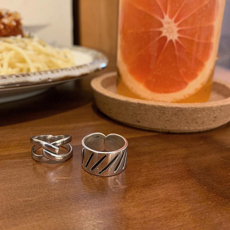 Silver Trendy 925 Korean Minimalist Adjustable Ring With Cross Knot Design For Women