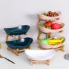 Elegant Three-Tier Bamboo Snack and Fruit Tray