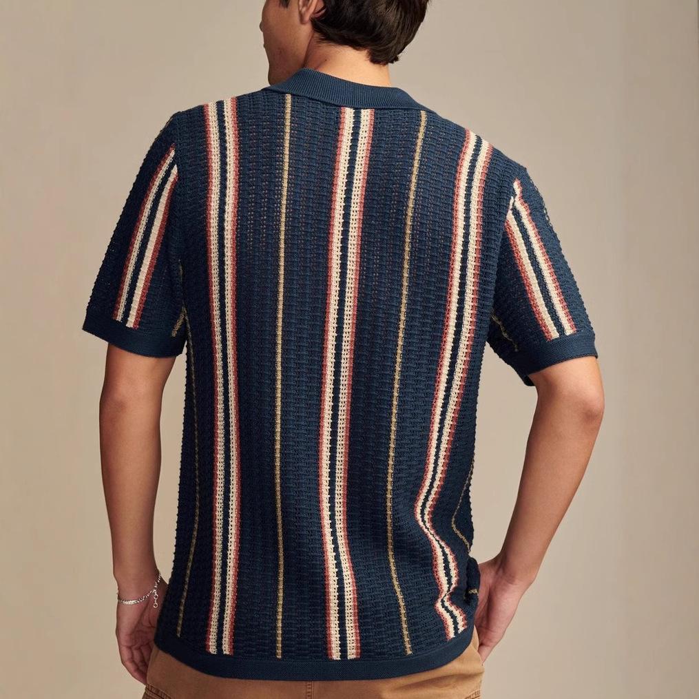 Men's Casual Hollow Knit Polo Cardigan BK0059