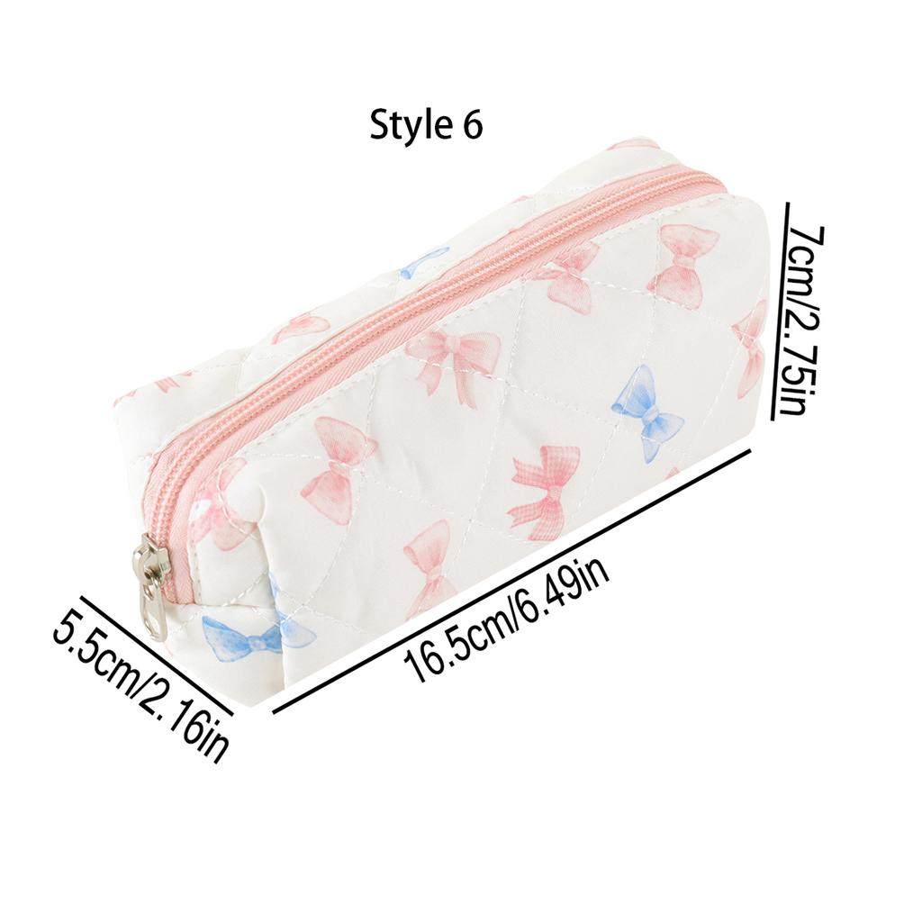 1 Pc Exquisite Bowknot Single-layer Pencil Case, Floral Pattern Design Storage Bag, a Must-have for Back To School Season