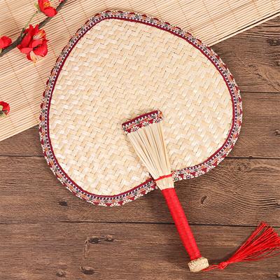 Woven Rush Fan, Handmade Traditional Large Palm Fan, Men's Banana Leaf Round Fan, Women's Grass Woven Fan, Chinese Style Fa