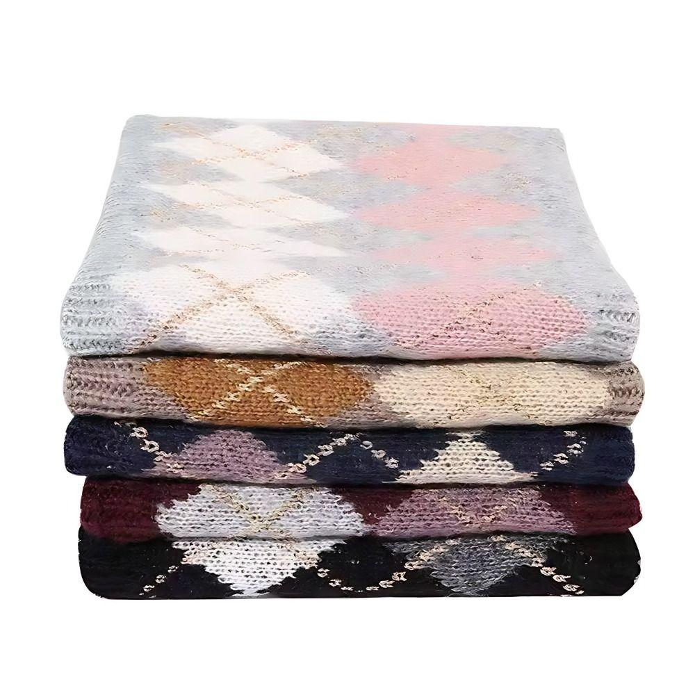 Thick Winter Knitted Scarf Snowflake Warm Neck Warmer Sport Scarf Fleece Muffler  Women