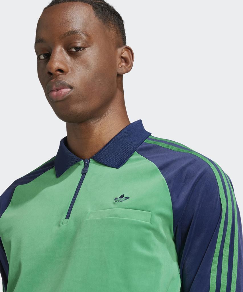 ADIDAS 70S Velour Polo Long Sleeve - Green / Jn5981