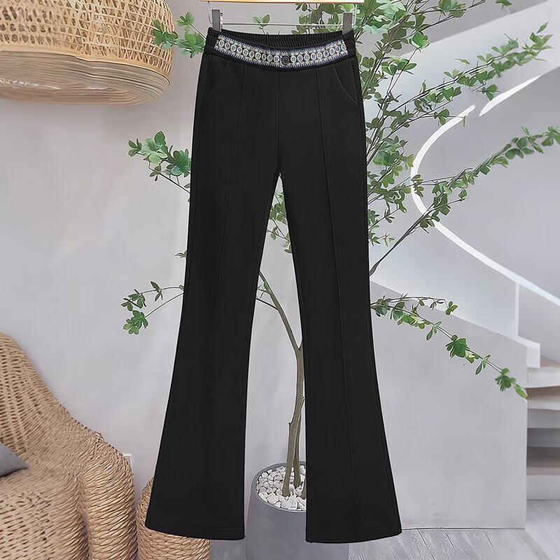 

Women s High-Waist Plus Velvet Micro Flared Casual Pants M