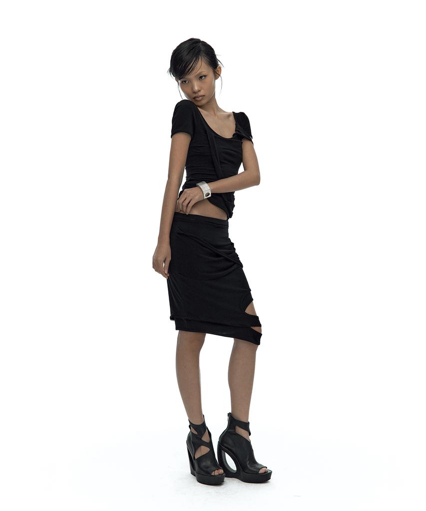 Kasiko Peek-A-Boo Strap Skirt Black