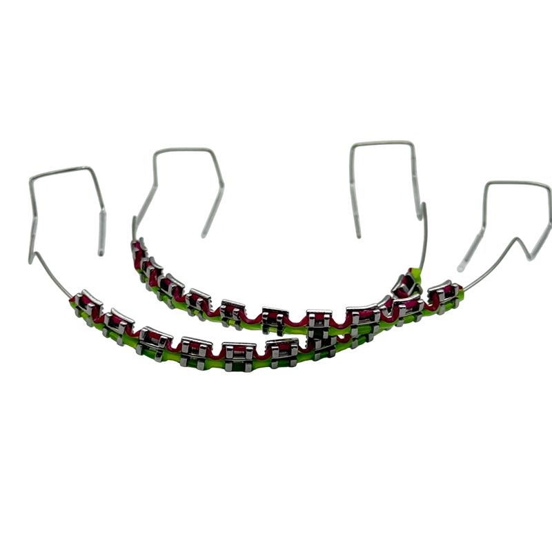 1Pair Fake Braces Colorful Brackets For Teeth Temporary Metal Wires Metal Bracket Orthodontic Ligature Ties Dental