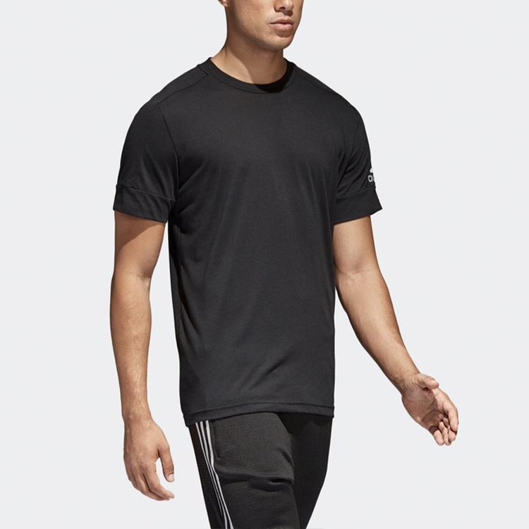 adidas T-shirt da uomo nere con scollo rotondo, vestibilità dritta moderata CG2097
