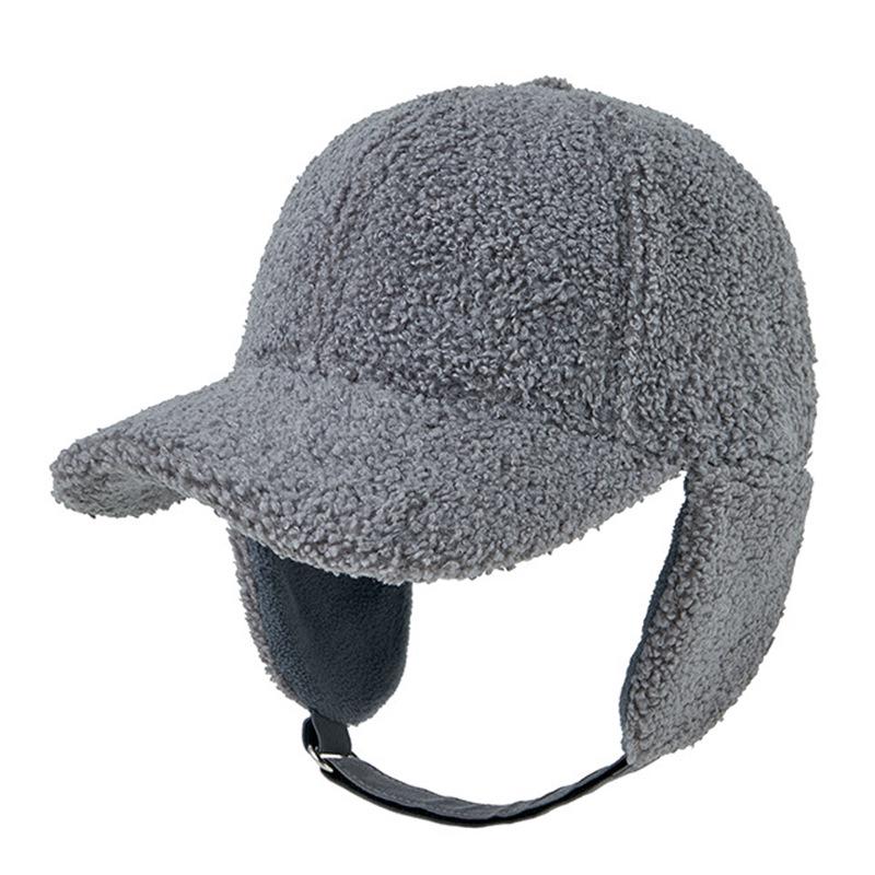 Autumn/Winter Korean Style Plus Size Warm Lamb Fleece Ear Protection Baseball Cap - Unisex Cold-Proof Plush Duckbill Hat