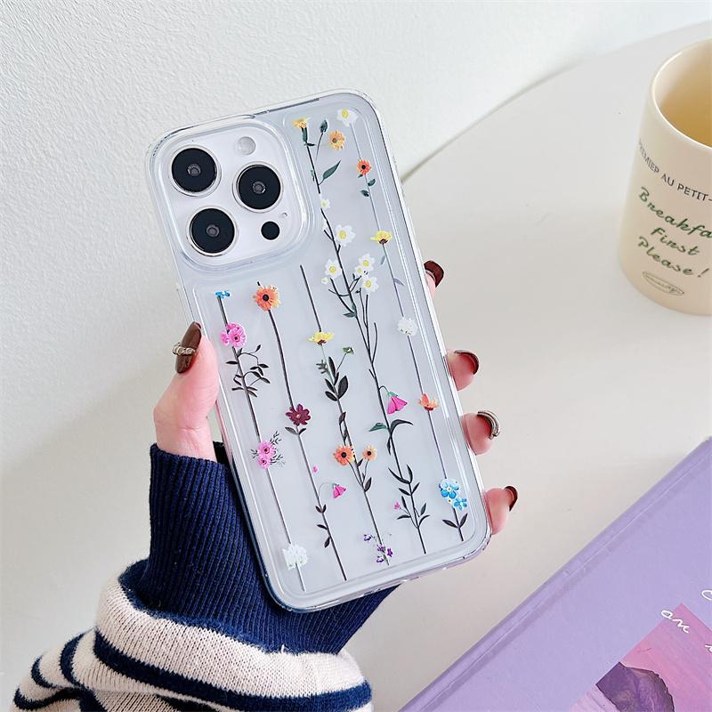 Floral Clear Phone Case For iphone 15 14 13 12 11 Pro Max Plus Silicone Soft TPU Shockproof Back Cover