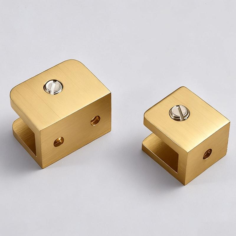 2pcs Adjustable Glass Shelf Clamps Sturdy Copper Holders For Wine Cabinet Shelves Secure Antislip Design