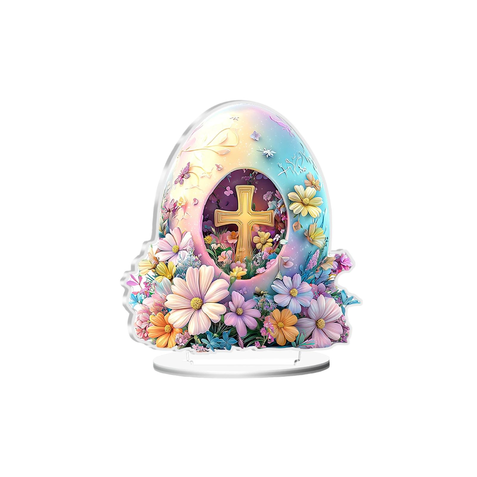 

Easter Bunny Table Decor 2D Flat Acrylic Bunny Egg Desktop Easter Ornament, Spring Rabbits And Egg Table Sign Decorations One Size