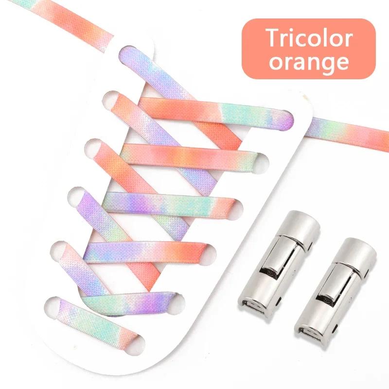 No Tie Shoelaces For Sneakers Elastic Shoe Laces Rainbow Precision Organization Metal Buckle Lock Lazy Shoelace Flat 17 Colors