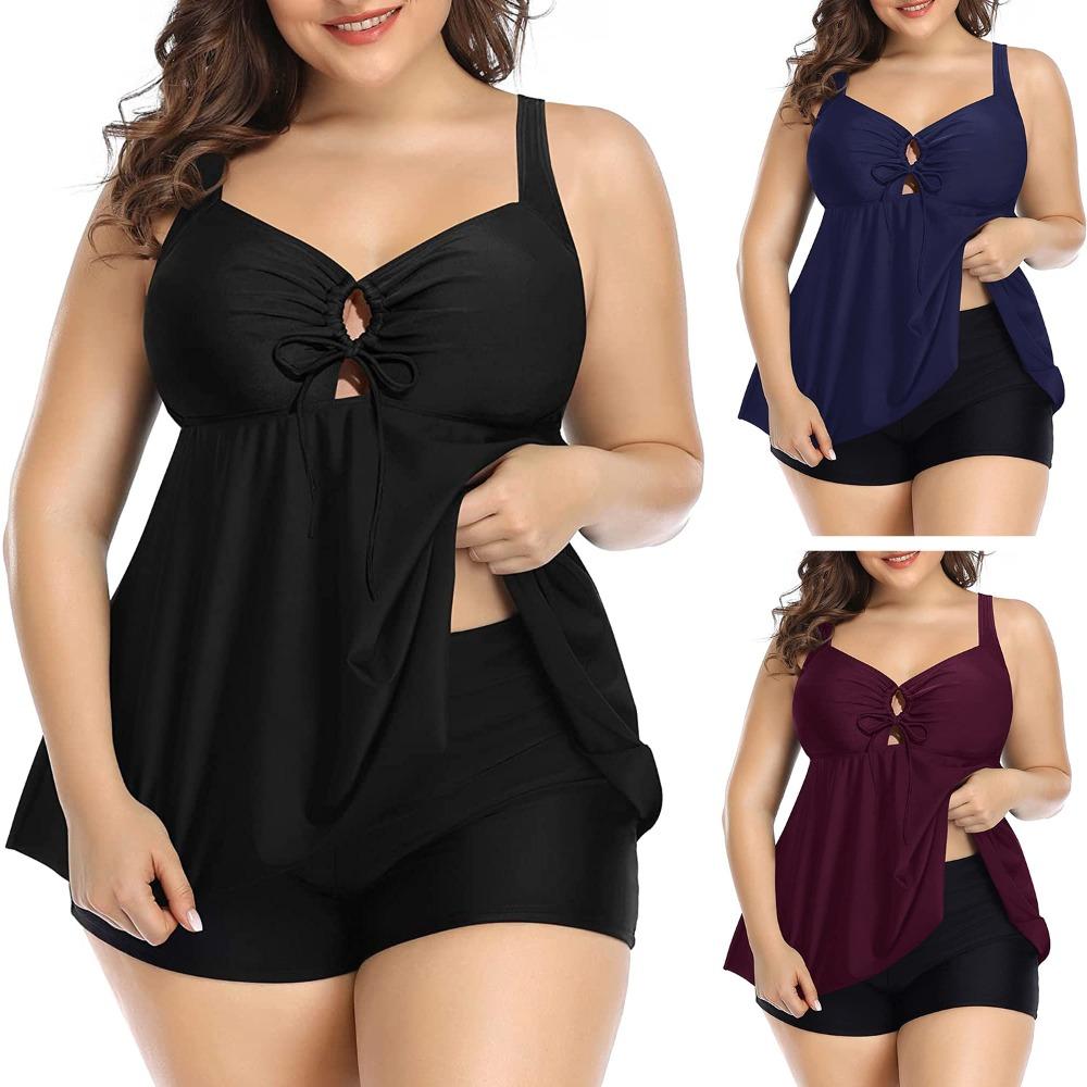 Two-piece Split Swimwear Plus Size Belly Top Swimsuit with Shorts Swimsuit