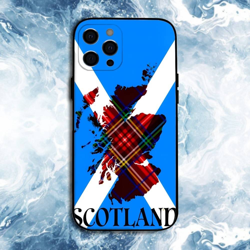 Scotland Scottish Flag Phone Case For iPhone17,16,15,14,13,12,11 Plus,Pro Max, Soft Silicone Black Cover