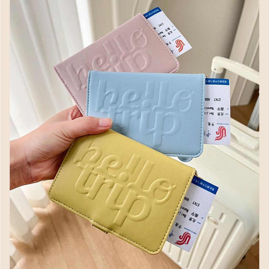Portable PU Leather Passport Holder Hanging Rope Letter Certificate Storage Bag Card Case Airplane Check-in Storage Card Bag