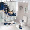 Bathroom Shower Curtain Four-piece Digital Printing Marble Waterproof Shower Curtain Toilet Partition Curtain Bath Mat