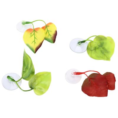 4 Stück Betta Fischblatt Doppeltes Design Leicht und Realistisch Ruheplatz mit Saugnapf für Fische