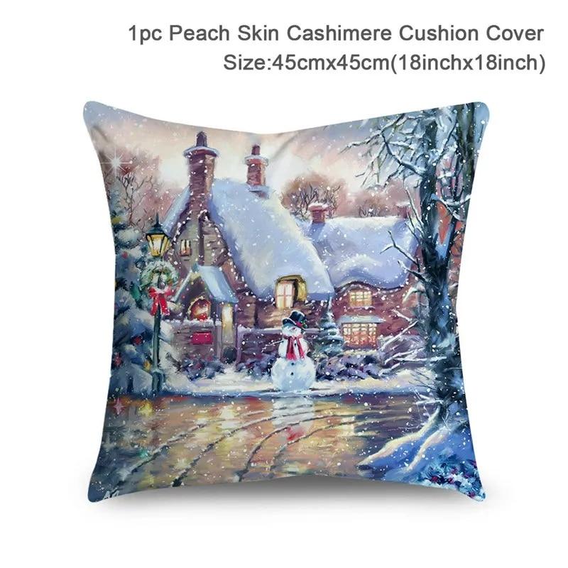 Santa Claus Christmas Tree Snow Scene Snowman Animal Deer Rabbit Bird Fox Sofa Seat Bedroom Car Office Decoration Pillowcase