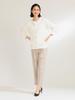 Beams Long Sleeve Tweed Knit Free 64150486887 Demi-Luxe Women's V-Neck Cardigan, OFF_WHITE, Size,