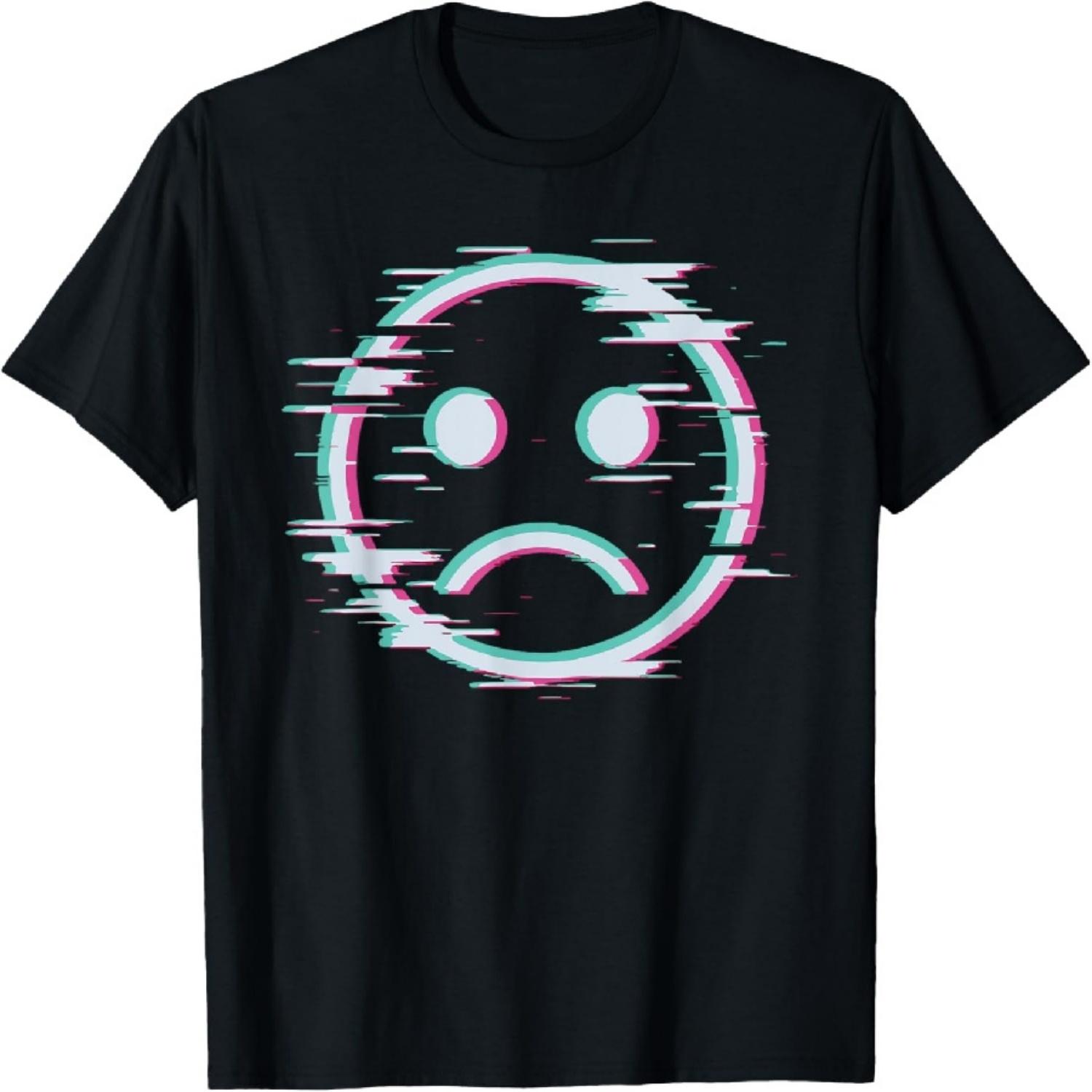 

Sad Face Vaporwave Aesthetic Edgy Glitch Emo Sad Boi T-Shirt XXXXXL чорний