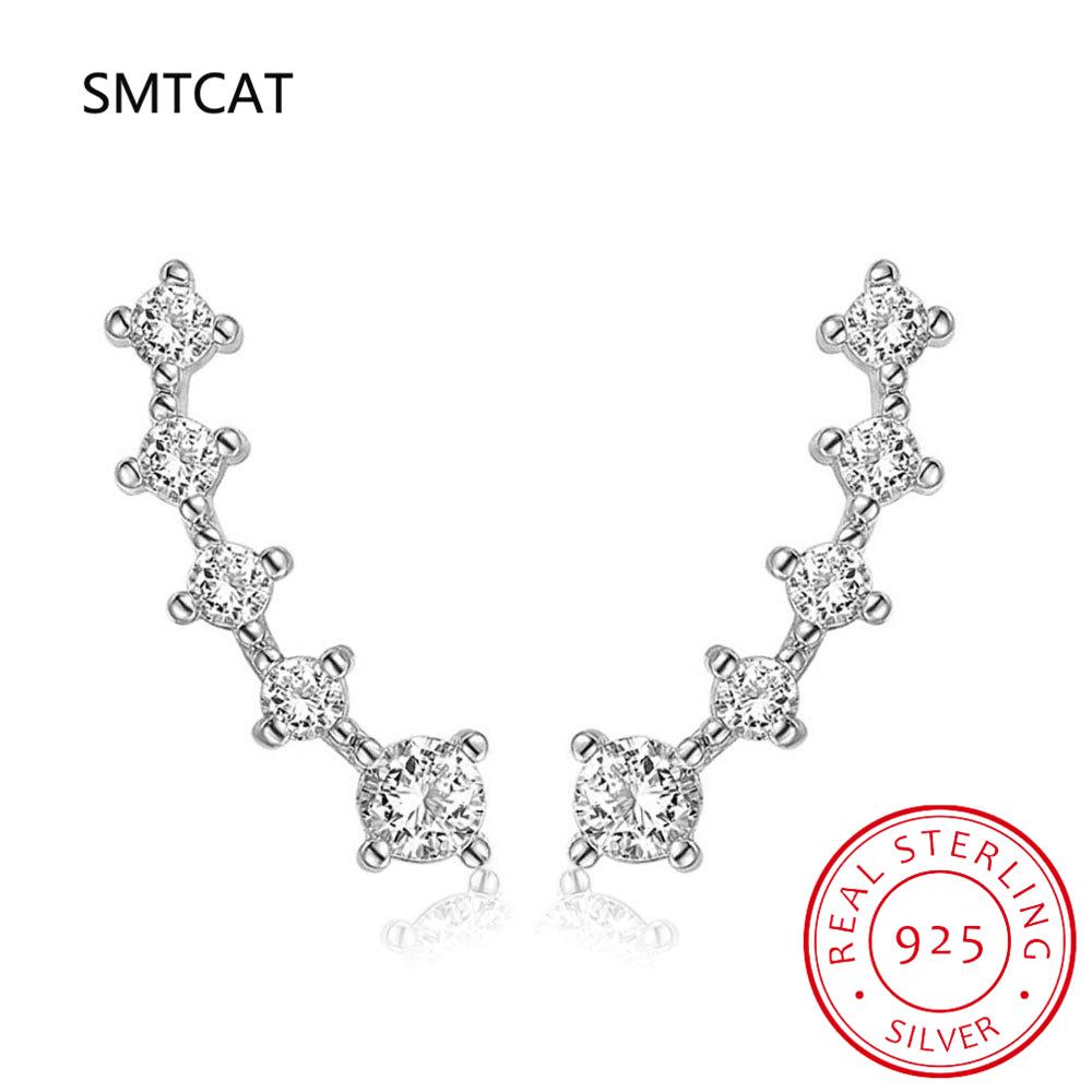 Real D Color Moissanite Diamond Earrings 925 Silver Sparkling Smile Stud Earrings for Women Jewelry Gift Oorbellen