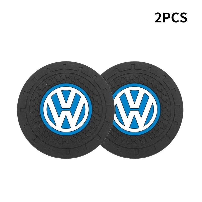 

1/2pcs Car Water Cup Waterproof Non-slip Silicone Coasters For Volkswagen VW Golf Caddy Scirocco Beetle Touran Rline Polo GTD R