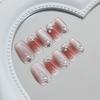 24 Pieces Cat's Eye French Girl Blush Shine Pile Diamond Sweet Flower Temperament Fashion Style Removable Nail Art 30 Pieces