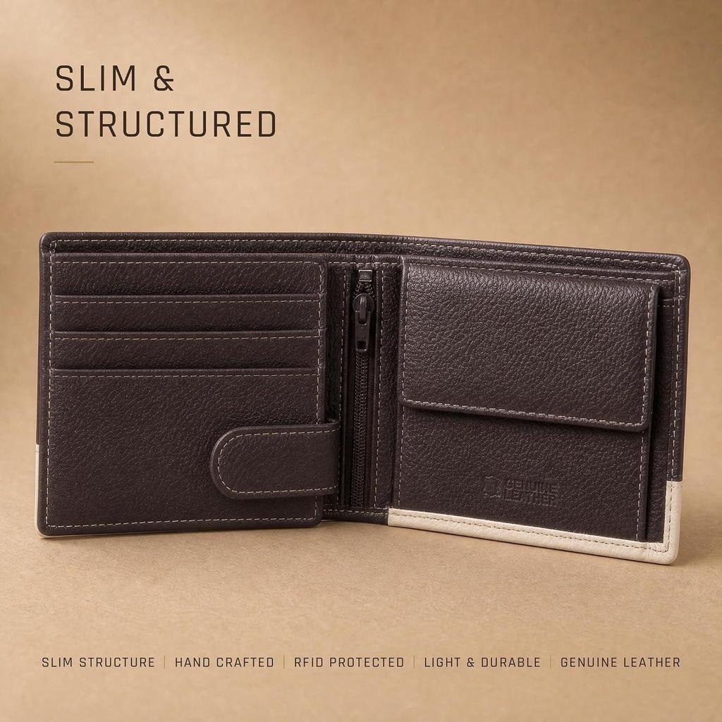 URBAN FOREST Seattle Brown/Sand Leather Wallet for Men