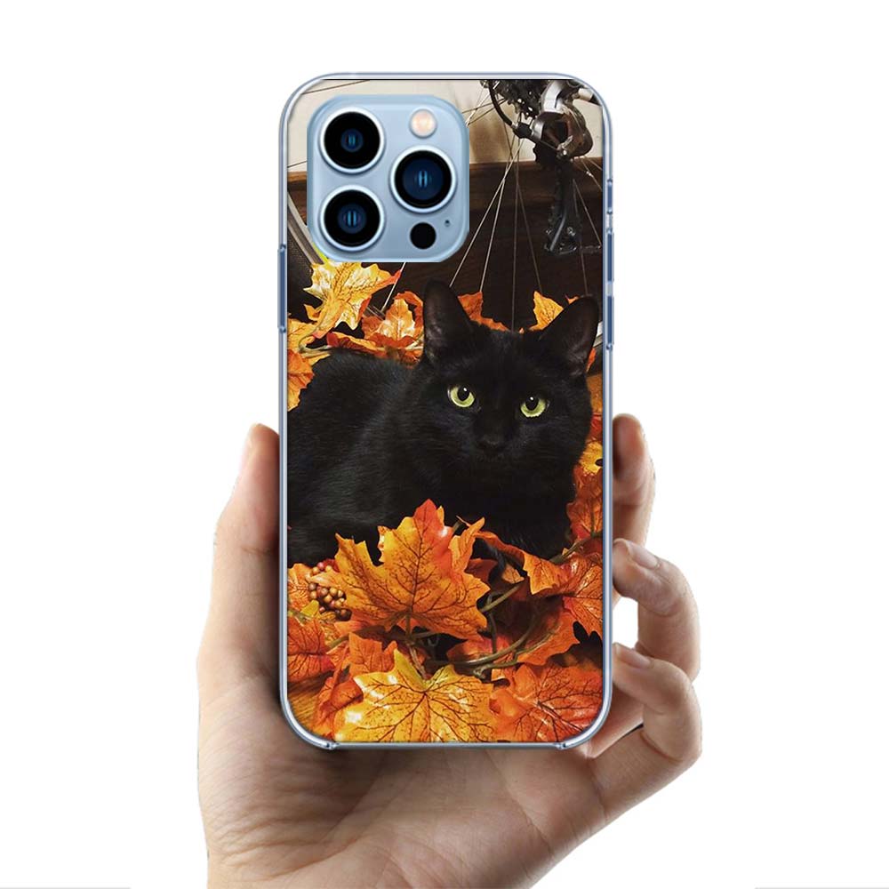 

Autumn Maple Leaf Black Cat Cases Phone Case For Iphone 17E 16E 17 Air 16 Pro Max 15 Pro 14 Plus 11 13 12 Mini Cover Cases Compa iPhone 11