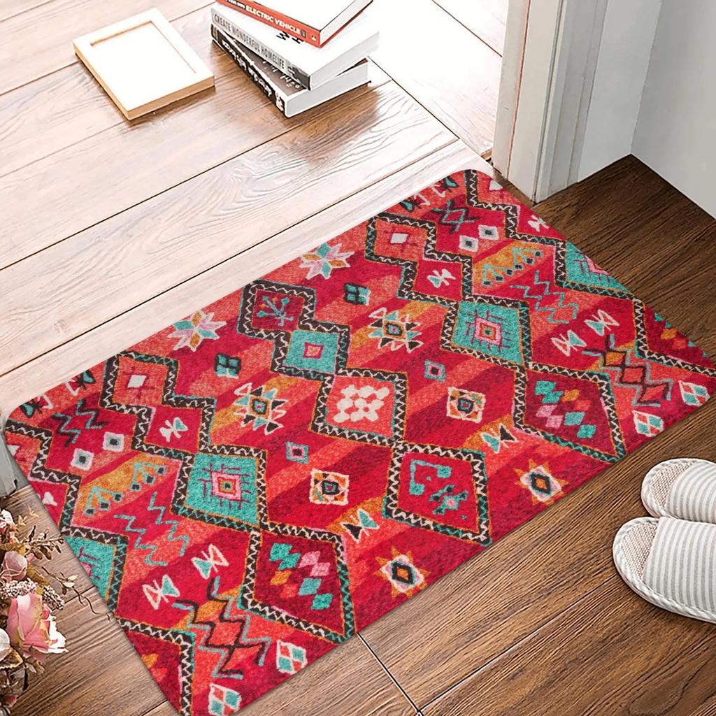 Retro Moroccan Style Carpet Front Door Floor Entrance Non Slip Floor Mat Ethnic Art Kitchen Bathroom Door Mat Bathroom Carpet