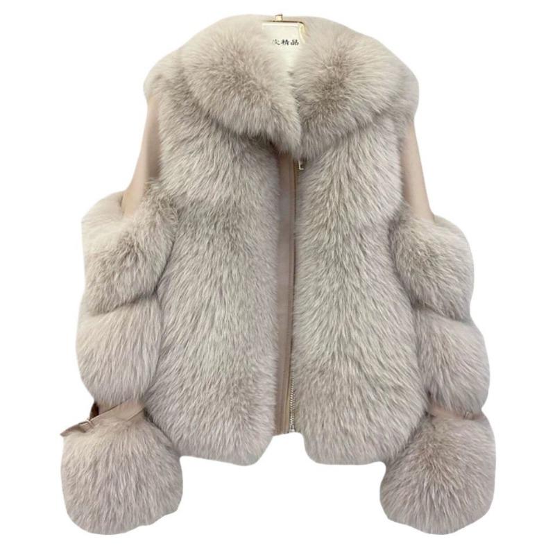 Winter New Imitation Fur Fox Fur Jacket Women's Short Locomotive Clothing Light Fashion Trend Cotton Warm