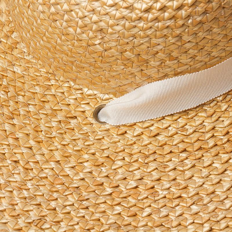 USPOP New Pattern Woven Lace-up Big Brim Straw Fedoras Natural Wheat Straw Sun Hats Summer Straw Beach Hat