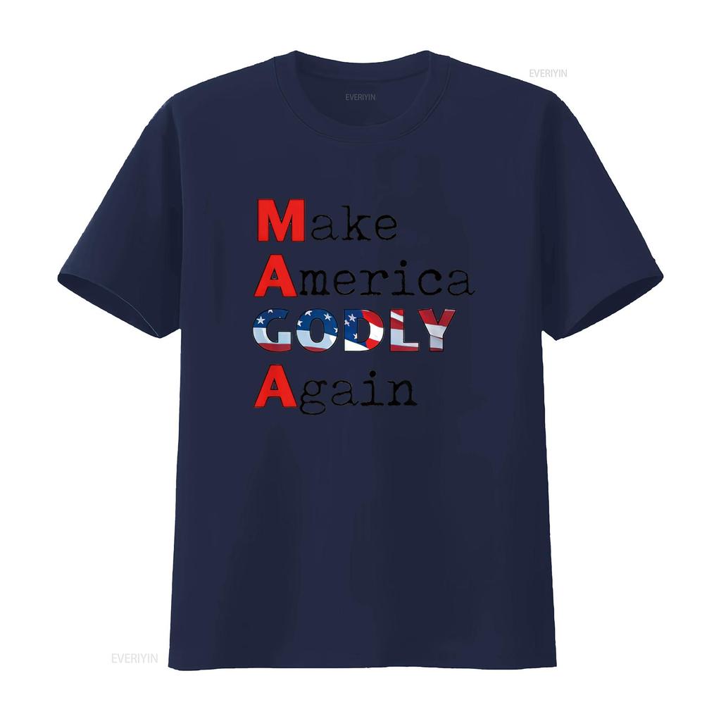 MAGA Make America GODLY Again Womens T Shirt White X Large Vintage Washed Top For Everyday Wear Streetwear Graphic Homme
