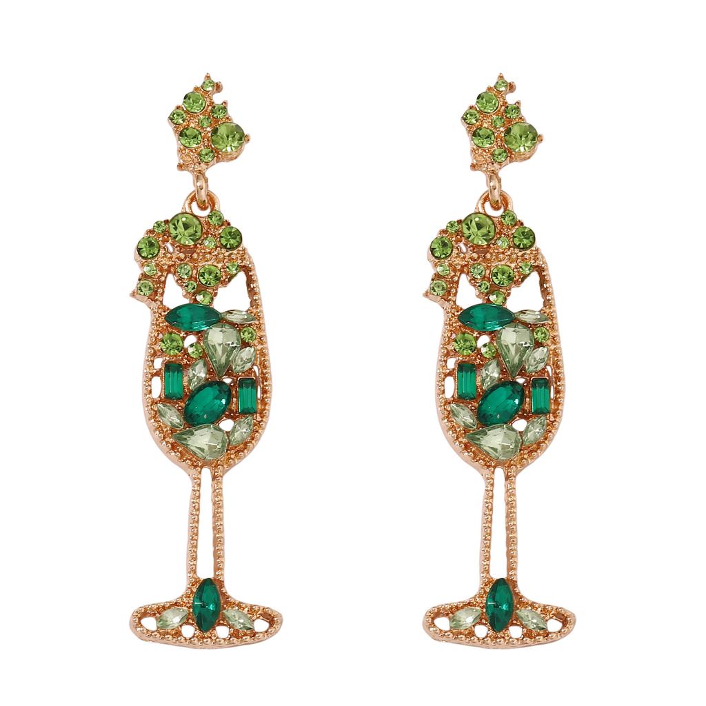 European and American retro imitation pearl inlaid rhinestone wine glass shape fashion temperament high sense earrings cross-border hot wholesale