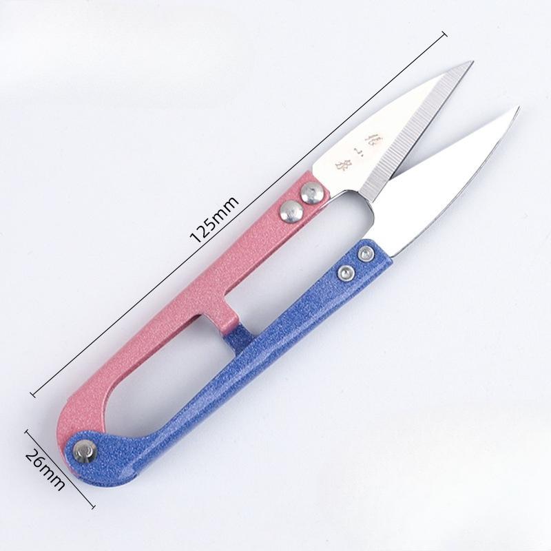 Ножницы для шитья, маленькие ножницы для обрезки торчащих ниток, маленькие U-образные пружинные ножницы, двухцветные ножницы, большие ножницы для шитья. Double-color large