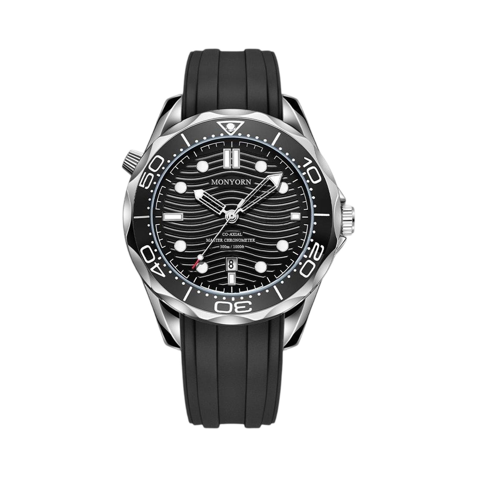 

Мужские кожаные деловые модные часы с ремешком для подарков One Size чёрный