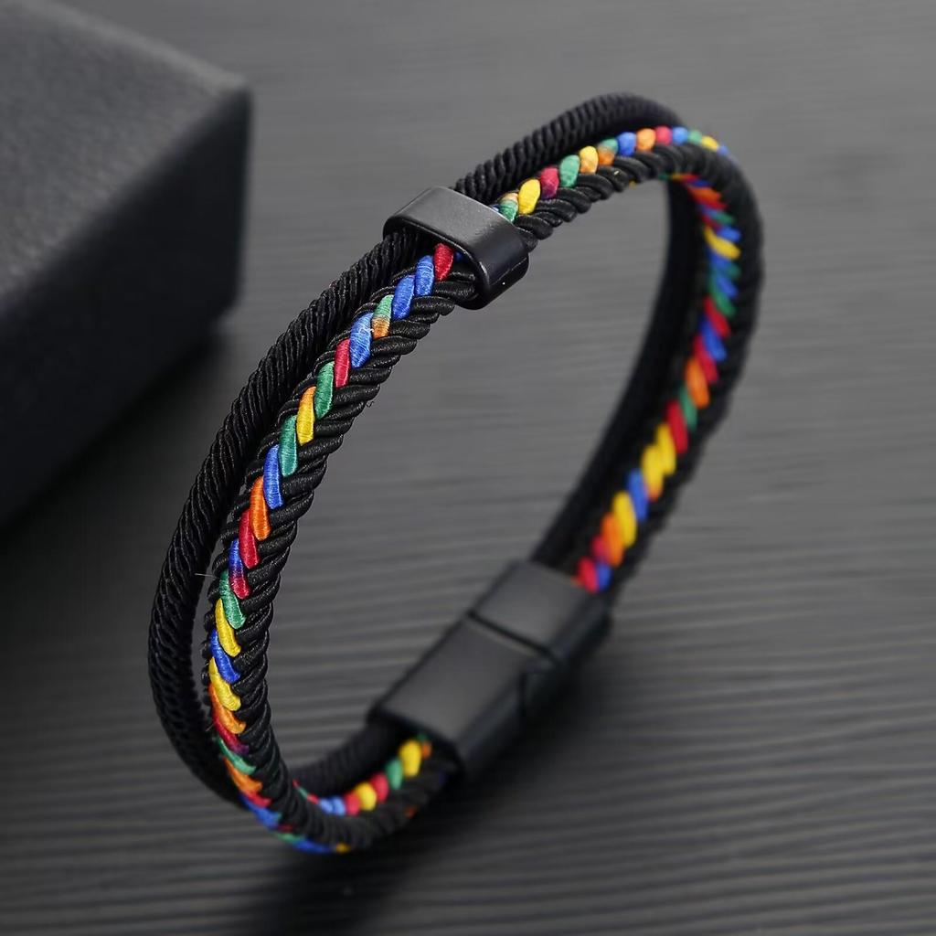 Noter Grade A Ethnic Fabric String Bracelet For Men Double Layer Various Colors Available Sports Sweat Absorbent Braslet Bangle Hombre