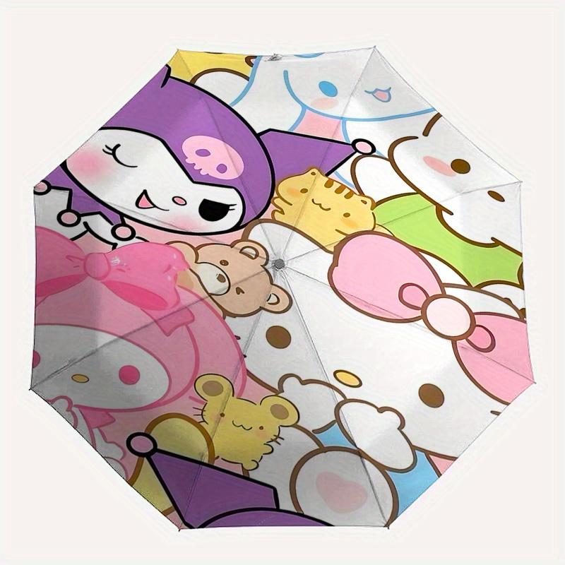 Hello Kitty, Sanrio Automatic Open/Close Umbrella-Cute Umbrella with Cute Design, Portable 3-Fold Compact Umbrella for Men & Women, Hallowee