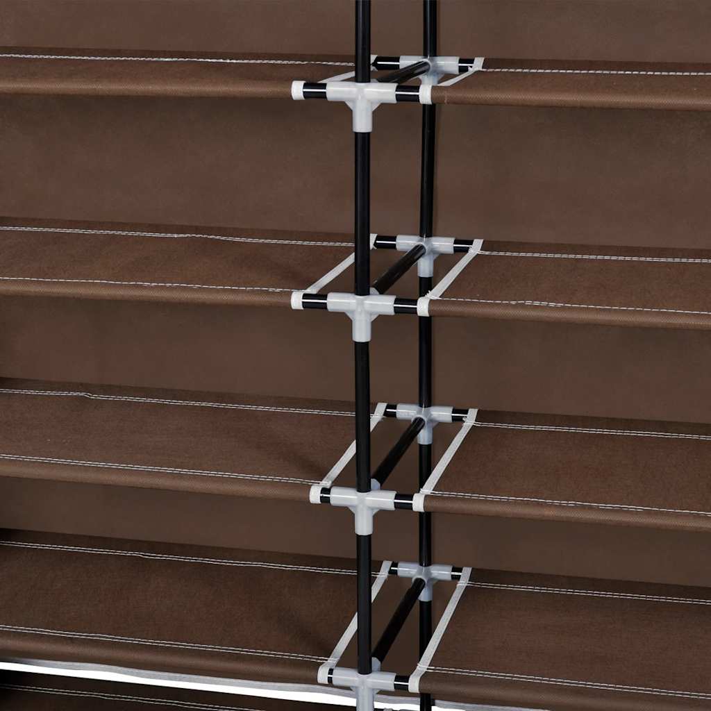 Fabric Shoe Cabinet with Cover 115 X 28 X 110 Cm Brown