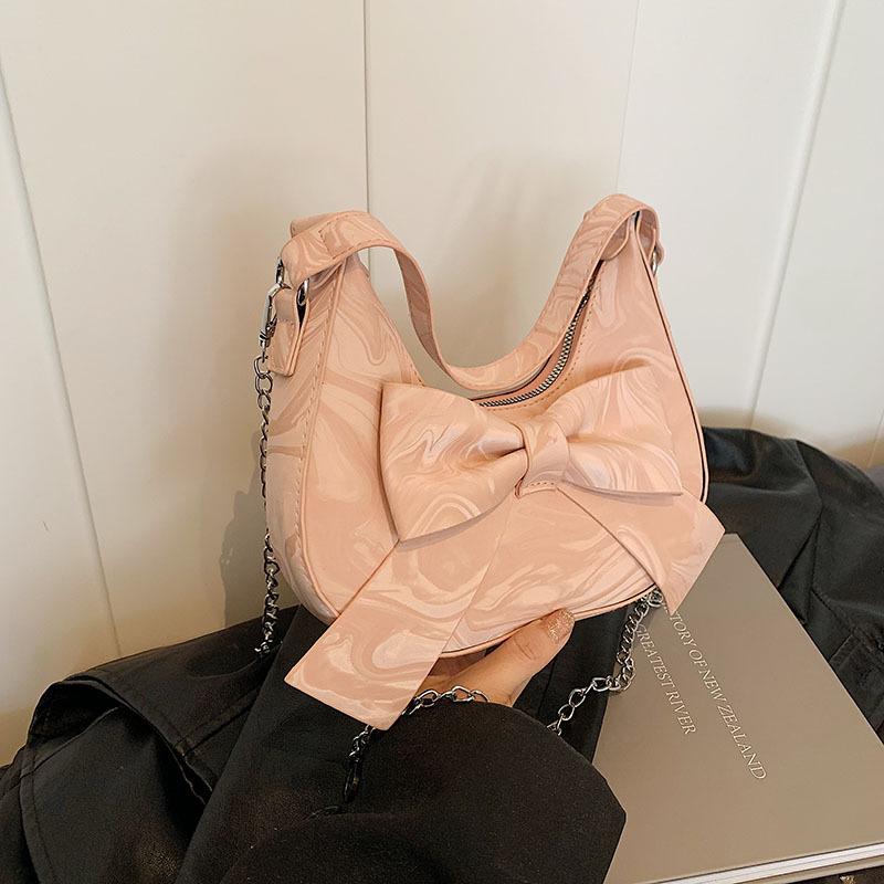 

Модный бант корейская версия нежная сумочка 2025 весна и лето в этом году популярная универсальная ins сумка-мессенджер цепочка женская розовый